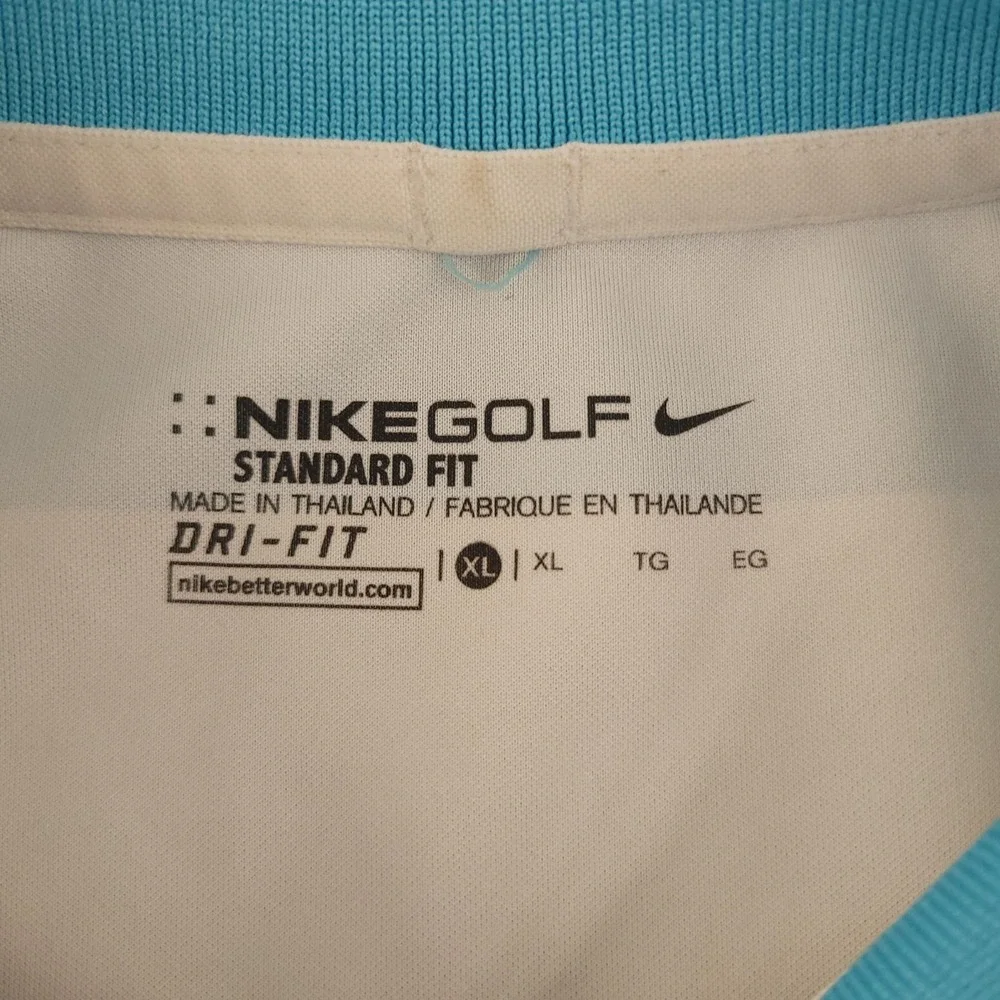 Nike Golf Dri-FIT Polo Shirt Mens XL Blue White Stripe Lake Arrowhead Top